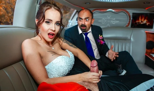 Lustful bride in a wedding dress cheated on her groom...