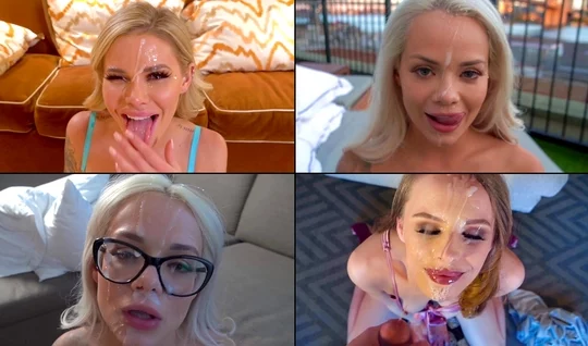 Passionate compilation with chicks who love cum on their faces...